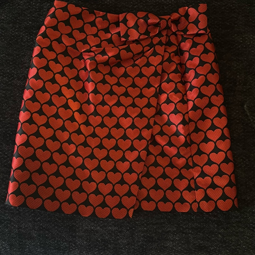 Lined heart faux wrap mini skirt